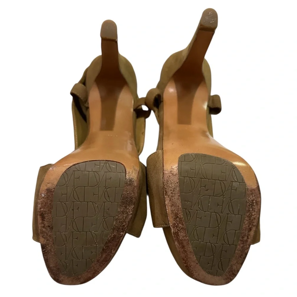 Diane von Furstenberg Zia Suede Platform Stiletto Heels | Camel Color | Sz 9 1/2 - Picture 6 of 8